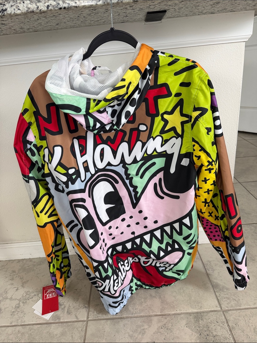 Members Only Keith Harring Vibrant Multicolor Graphic Pullover Jacket - Picture 2 of 7